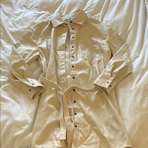 Cream Pleather Jacket with Belt